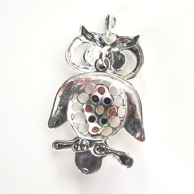 Sterling silver owl with amber