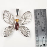 Large Butterfly Amber & Sterling Silver Pendant BuyRussianGifts Store
