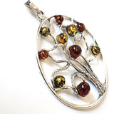 sterling silver amber tree of life pendant