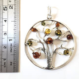 amber silver tree of live necklace