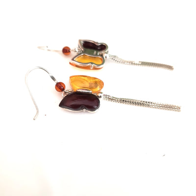 Butterfly Cherry / Lemon Amber & Sterling Silver Earrings BuyRussianGifts Store