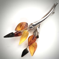 leaf shaped multicolor amber pendant