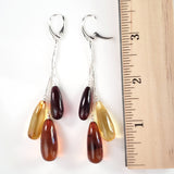 Three Color Amber Long TearDrop Elegant Earrings BuyRussianGifts Store