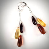 Elegant long amber teardrop earrings
