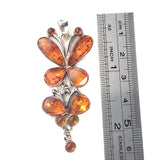 Butterfly Honey Amber & Sterling Silver Long Pendant BuyRussianGifts Store