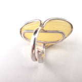 adjustable silver yellow amber ring