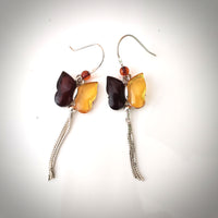 long tail butterfly amber earrings