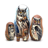 Owl Nesting Matryoshka Doll 4" Tall