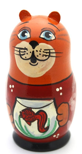 Cat with fish bowl nesting Doll Set