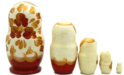 Small White Nesting Doll with Red Flowers