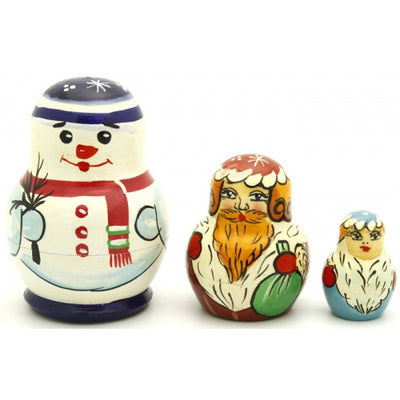 Snowman and Santa 3 Piece Nesting Doll Set