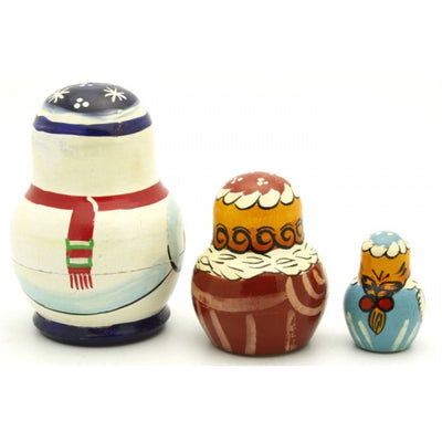 Snowman and Santa 3 Piece Nesting Doll Set