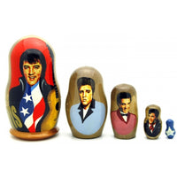 Elvis with American Flag Matryoshka Set 4" Tall