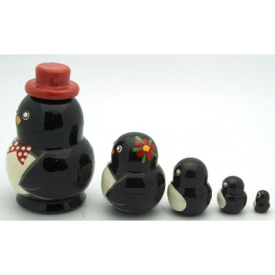 Happy Penguin in Red Hat Nesting Doll Set