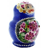 Traditional 10 Piece Blue Nesting Doll with Ladybug
