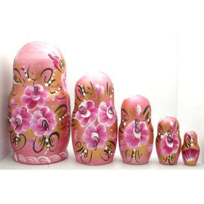 Russian Winter Pink Nesting Doll Set