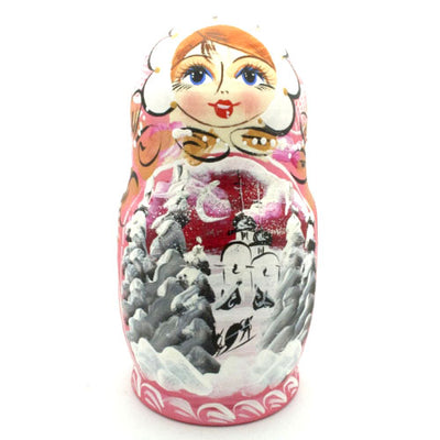 Russian Winter Pink Nesting Doll Set