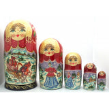 Russian Troyka Winter 5 Piece Nesting Doll Set