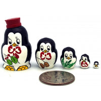 Penguin in Red Hat Miniature Nesting Doll