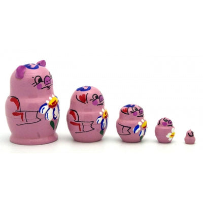 Happy Pig Miniature Nesting Doll
