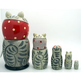 Gray Cat with Toys Matryoshka Nesting Set