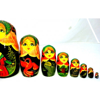 Ivan Tsarevich and Gray Wolf 10 piece Fairy Tale Nesting Doll Set