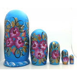 Winter Village Blue Russian Nesting Doll