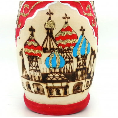 Russian Church Wood-burn red Nesting Doll Set 6 inch