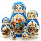 Russian Church in Blue Nesting Doll 6" Tall