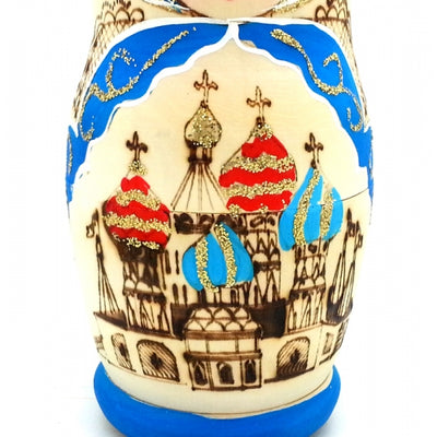 Russian Church in Blue Nesting Doll 6" Tall