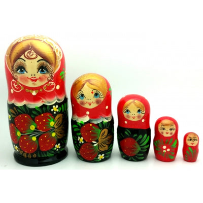 Traditional Nesting Doll 5 Piece Strawberry Set 5"Tall