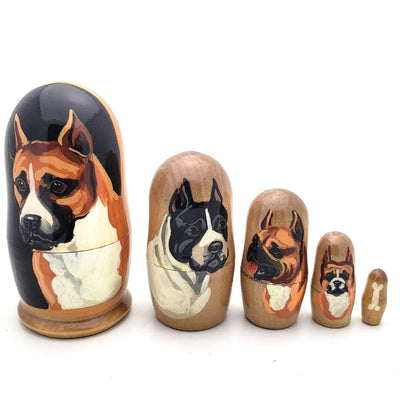 Boxer Short Hair Breed Nesting Dog Set 4" Tall