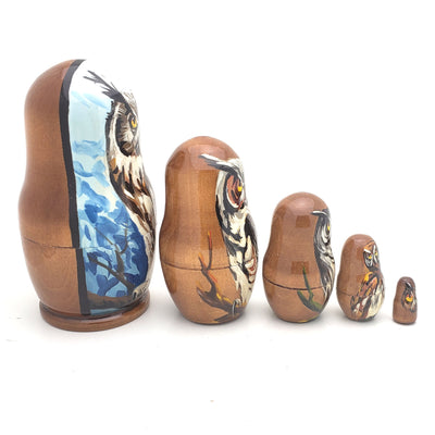 Owl Nesting Matryoshka Doll 4" Tall