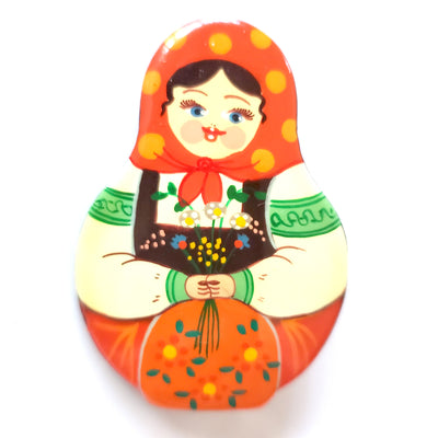 matryoshka with flowers pin