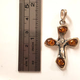 sterling silver natural amber cross