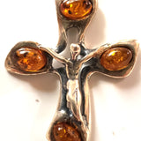 sterling silver baltic amber cross pendant