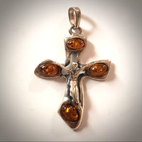 men silver amber cross