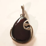 modern genuine cherry amber pendant in silver