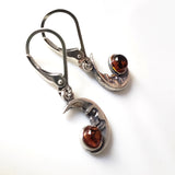 moon silver amber earrings