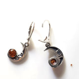 moon silver amber earrings