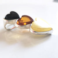 silver amber hearts pendant