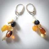 multicolor amber beads earrings