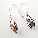 multi amber silver earrings