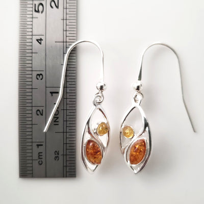 multi color amber sterling silver earrings