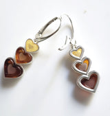 multicolor amber silver earrings