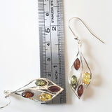 multicolor amber silver earrings