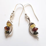 multicolor amber in sterling silver earrings 