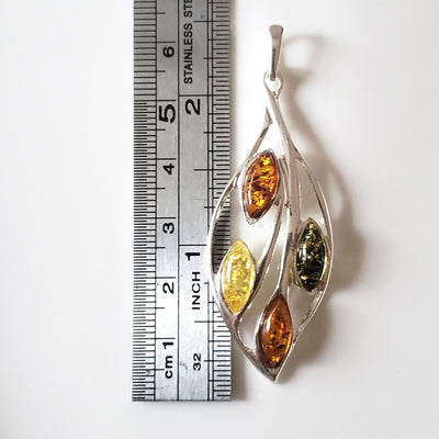 multicolor amber silver pendant