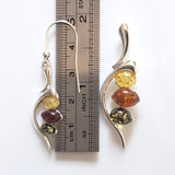 multicolor amber in sterling silver earrings pendant set in gift box