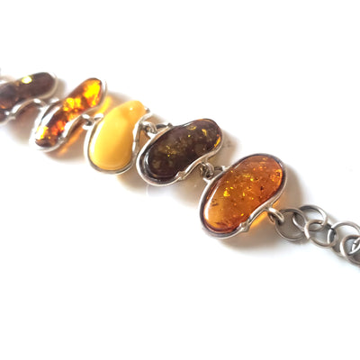 multicolor amber bracelet in sterling silver